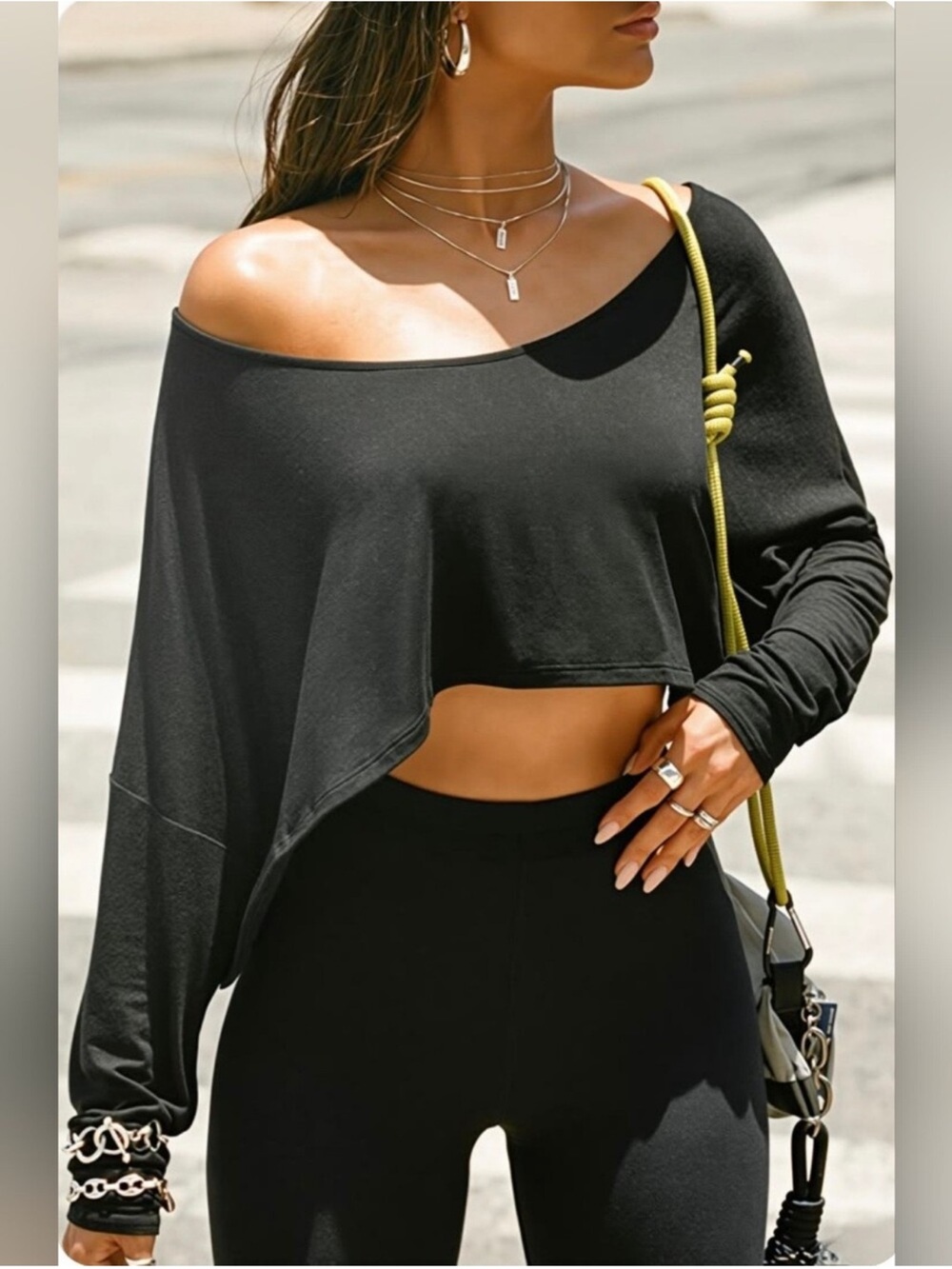 Joah Brown Relaxed Crop Long Sleeve Top